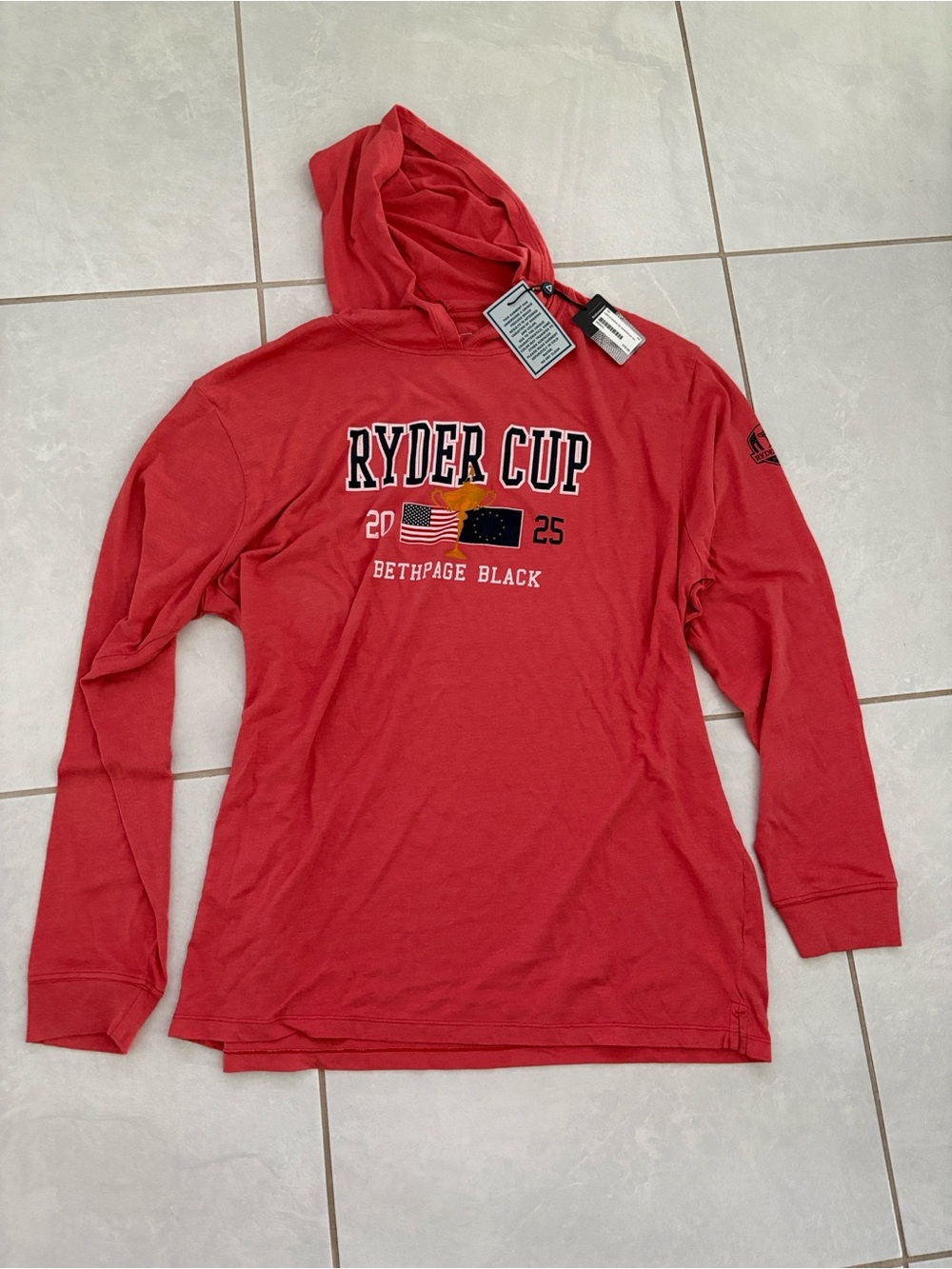 Ryder Cup Bethpage Black Red Hooded Long-Sleeve Shirt